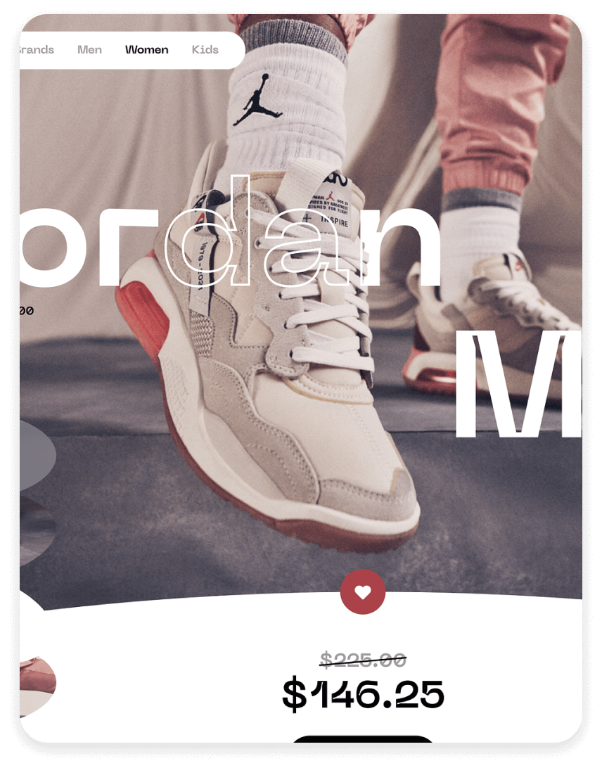 DesignX - minimalistic ecommerce uxui showing shoes and soft colors