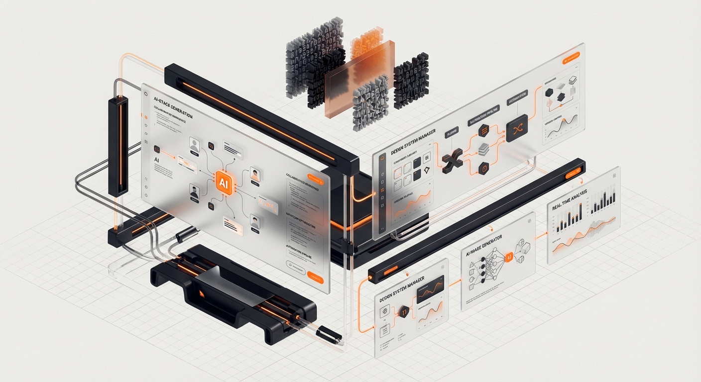 AI design tool stack architecture - DesignX editorial illustration