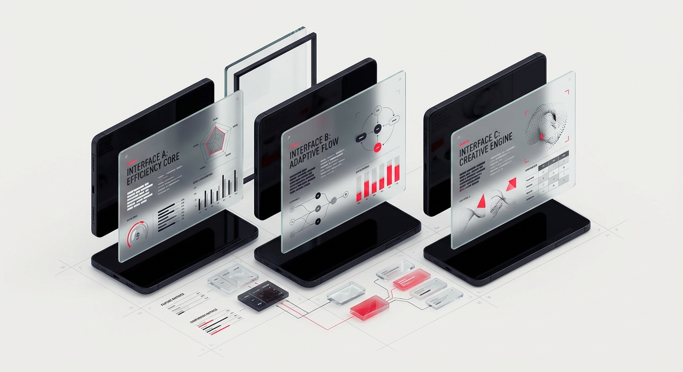 Claude vs ChatGPT vs Gemini comparison - three AI assistant interfaces with feature matrices