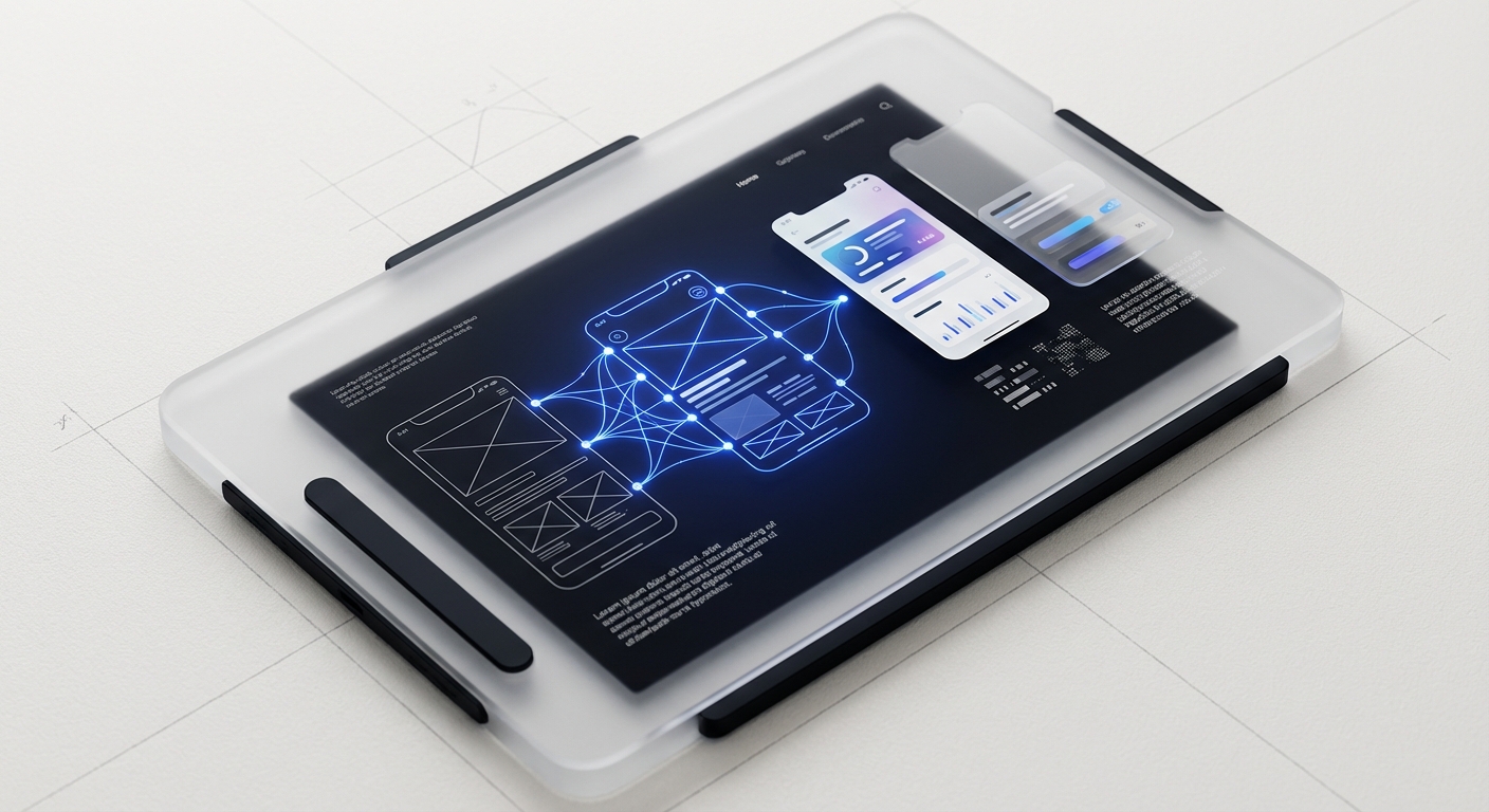 AI in design phase - neural network UI transforming wireframes to polished designs
