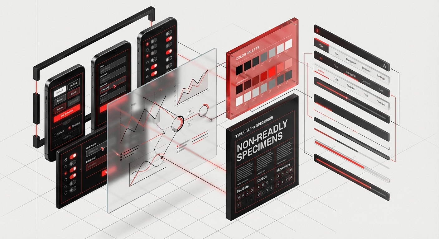 Design system component documentation - DesignX editorial illustration