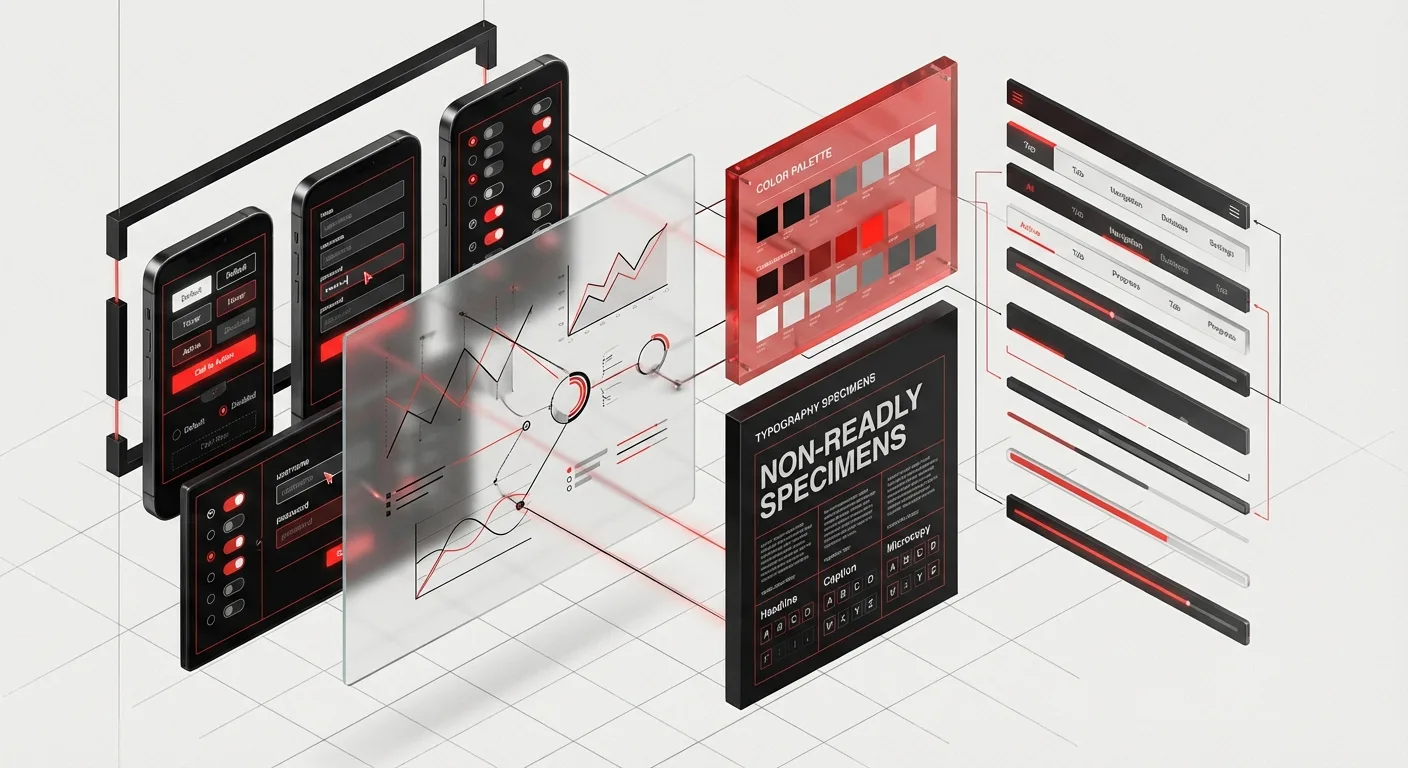 Design system component documentation - DesignX editorial illustration