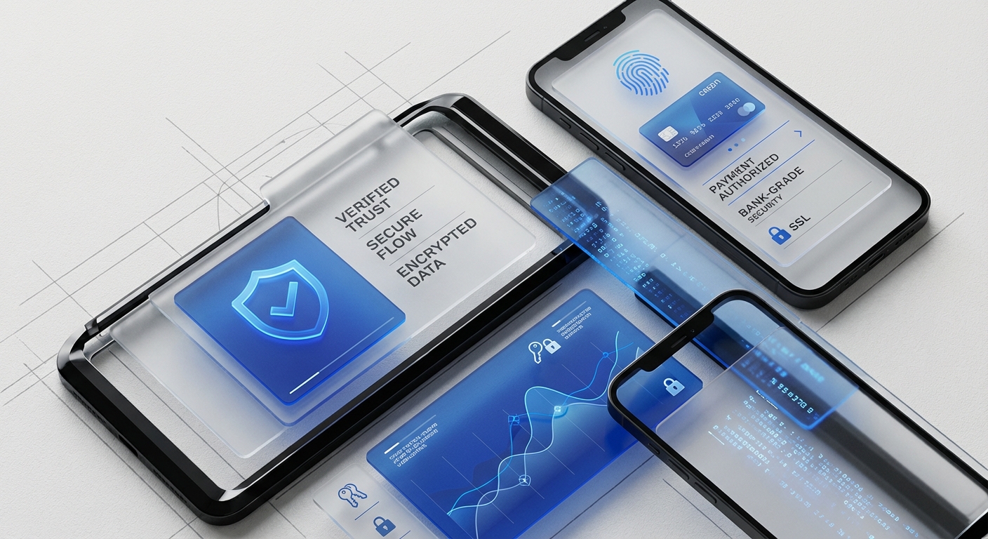 Trust signals in fintech interface design - DesignX editorial illustration