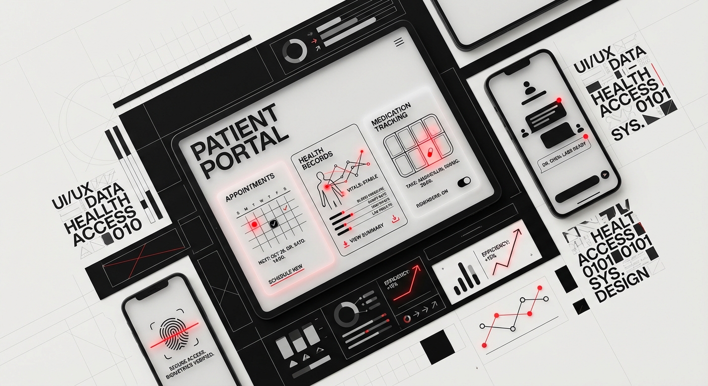 Patient portal UX design - DesignX editorial illustration