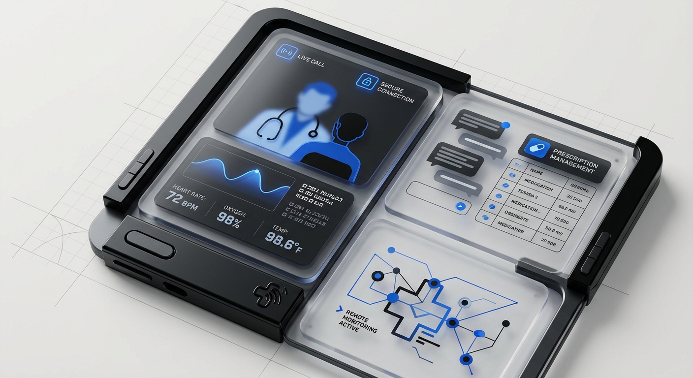 Telehealth interface design - DesignX editorial illustration