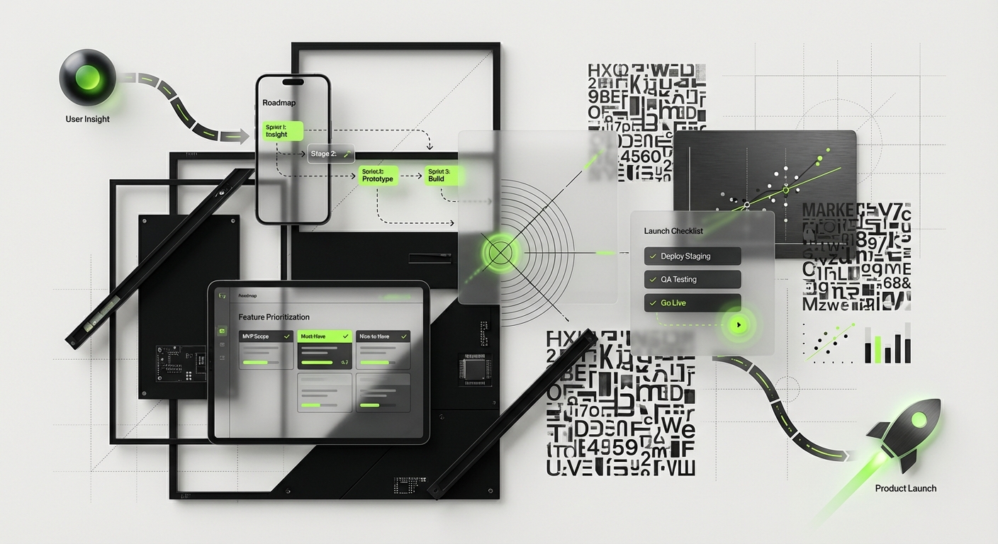 MVP design process workflow - DesignX editorial illustration