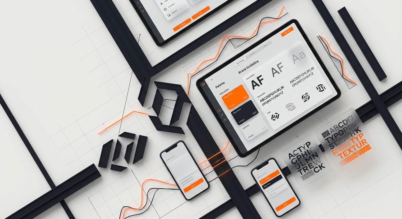 Startup visual identity system - DesignX editorial illustration