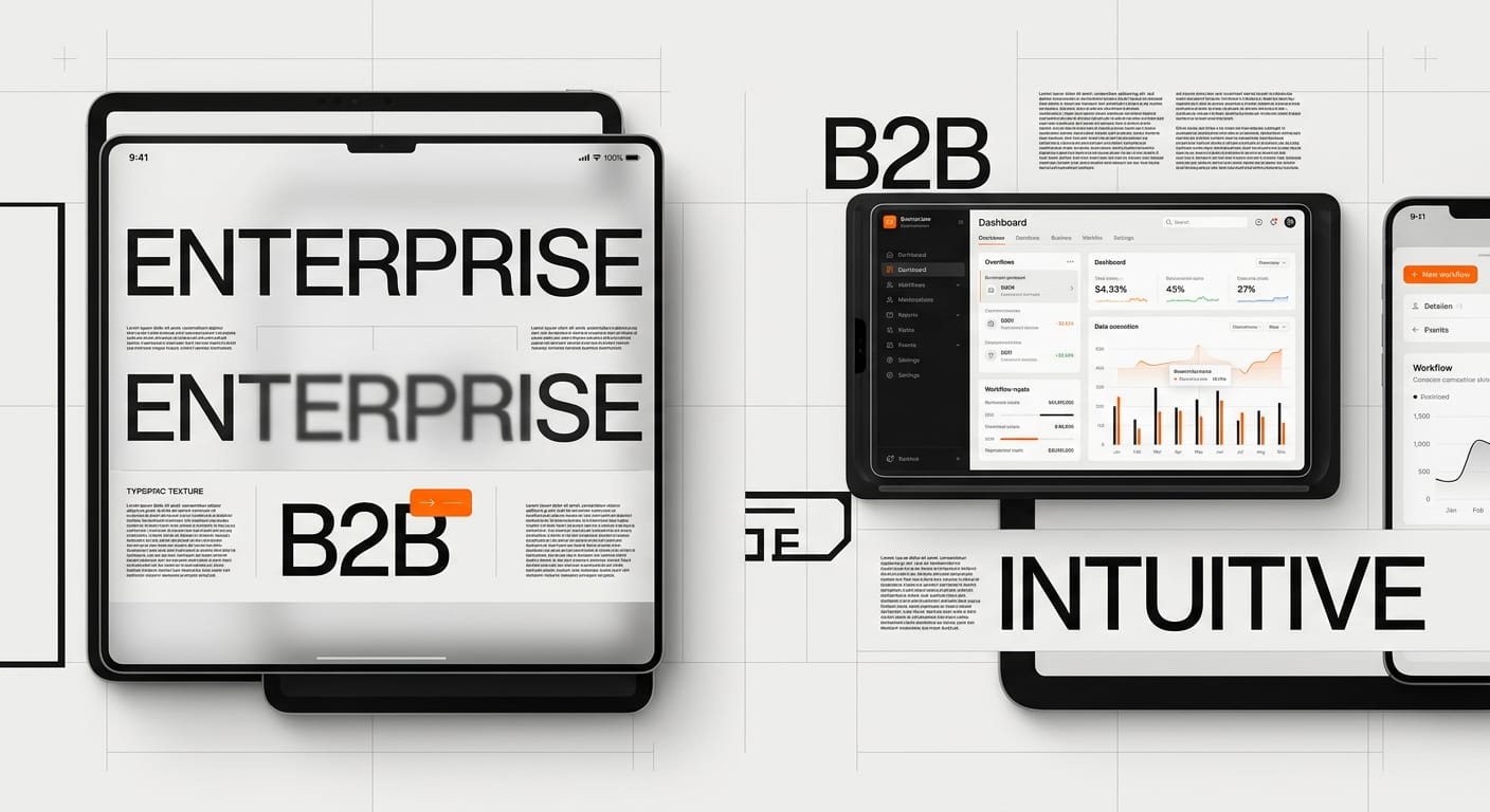 B2B enterprise software interface with consumer-grade UX design and modern workflows