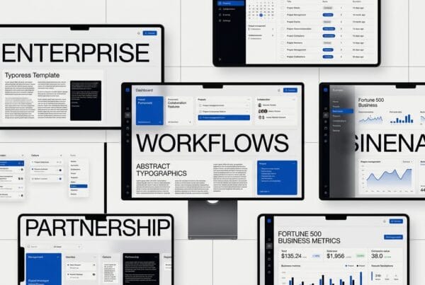 Enterprise software dashboard showing workflow management and business collaboration tools
