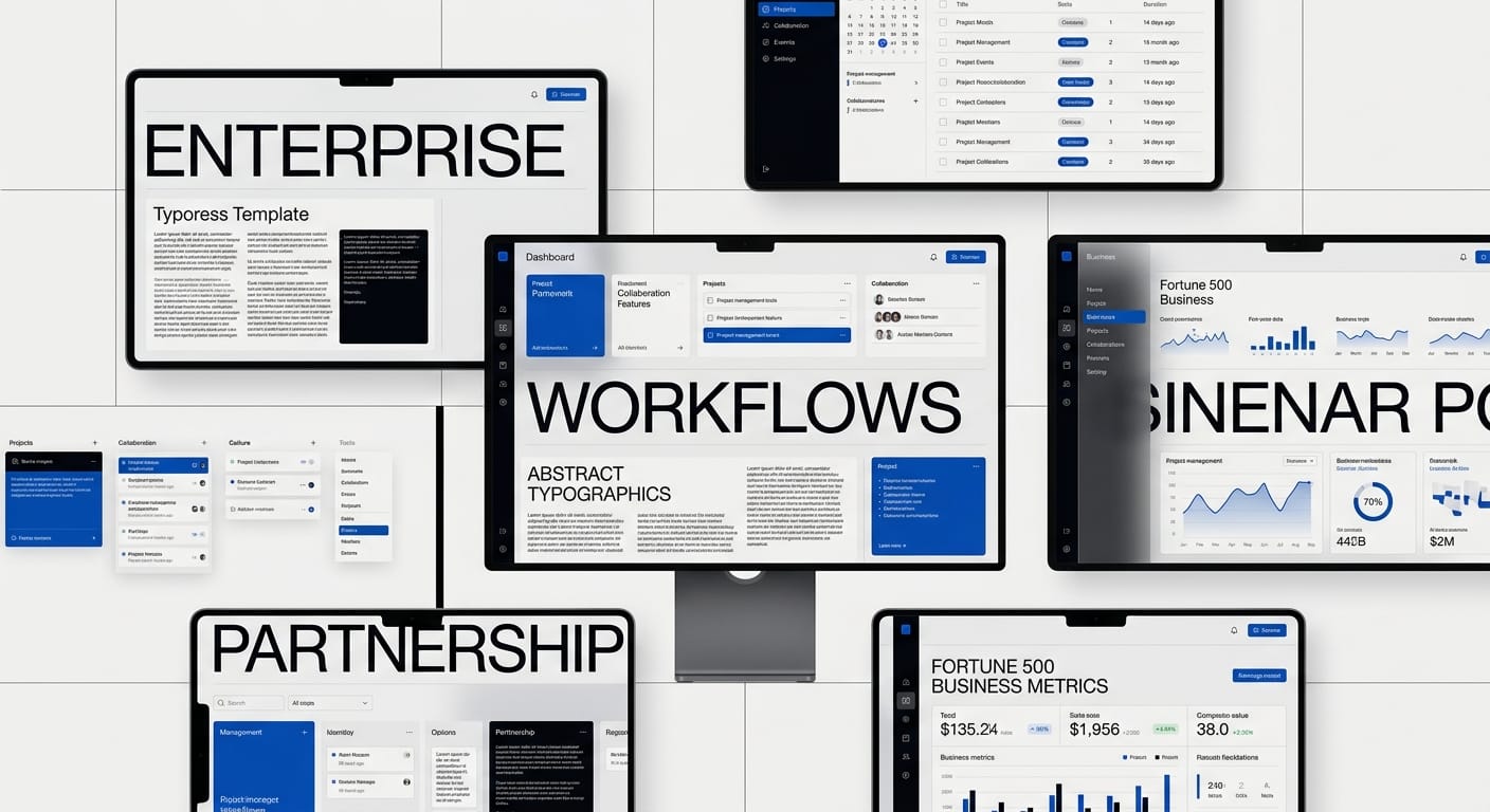 Enterprise software dashboard showing workflow management and business collaboration tools