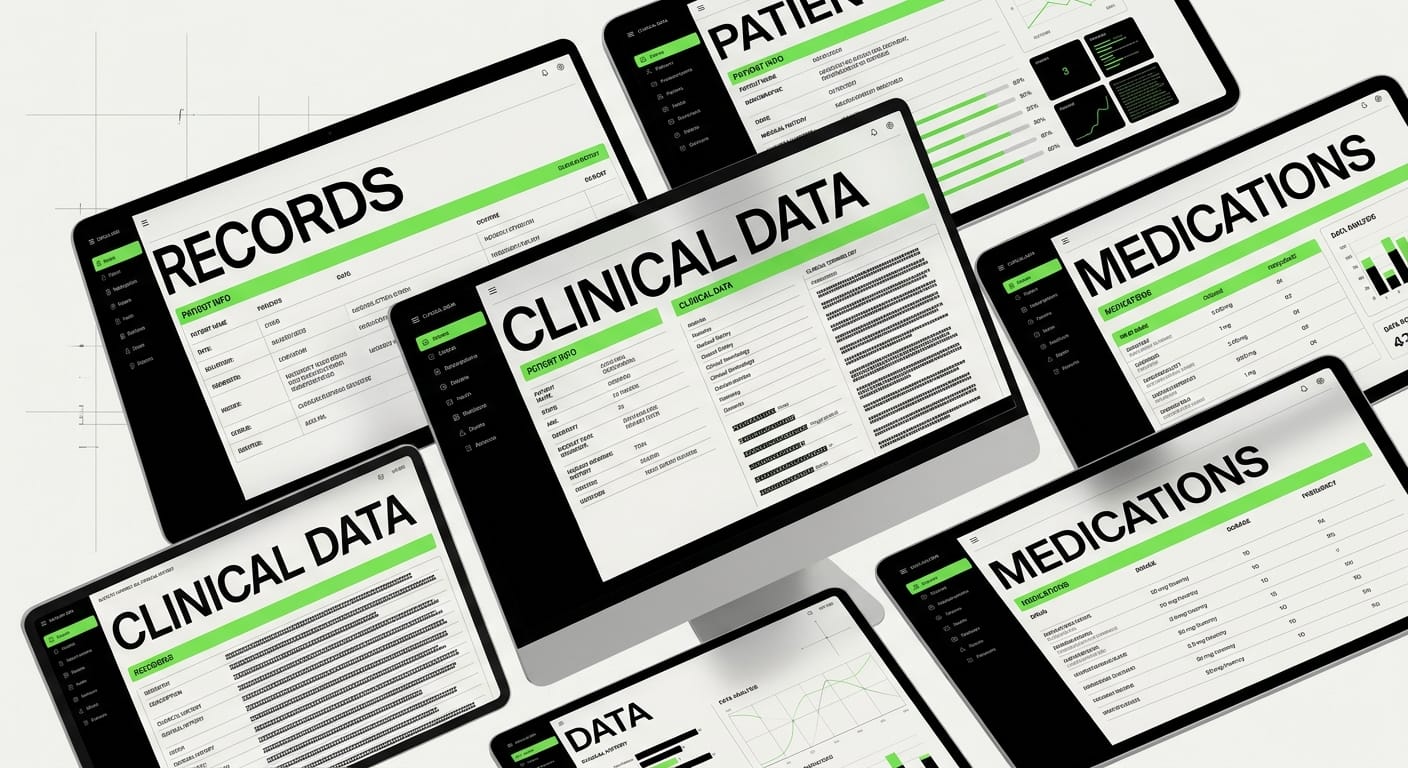 Electronic health record interface showing clinical workflows and patient data
