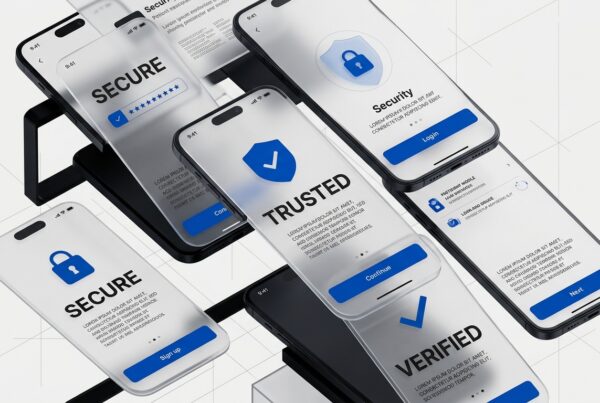Healthcare app interface showing patient trust patterns and security features