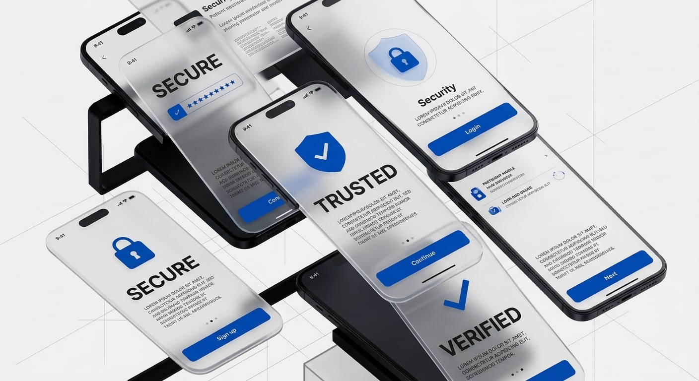 Healthcare app interface showing patient trust patterns and security features