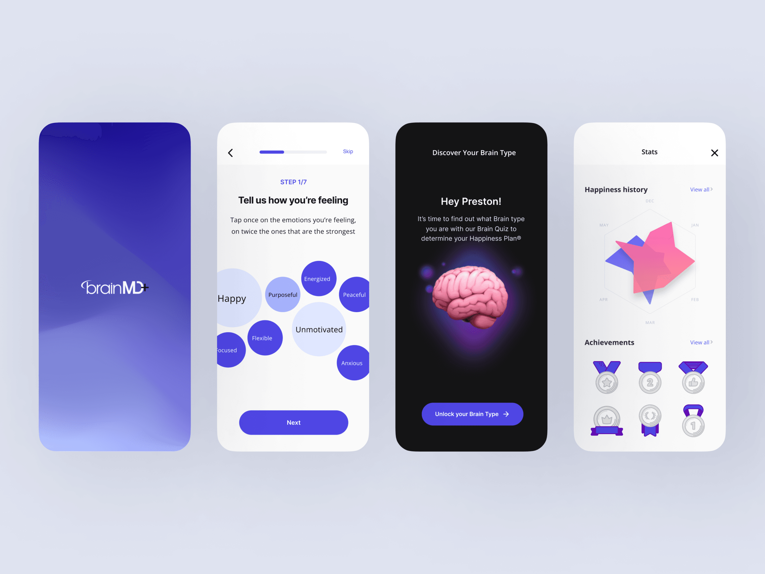 DesignX portfolio — BrainMD+ Healthcare App Design