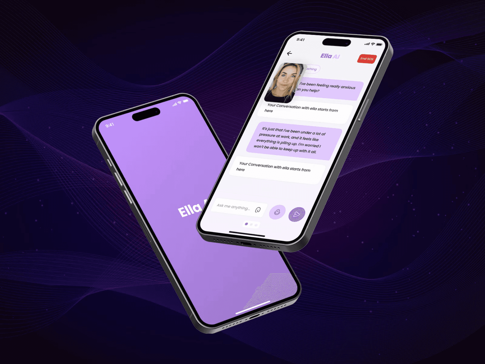 DesignX portfolio — Ella AI ChatBot Mobile App Design