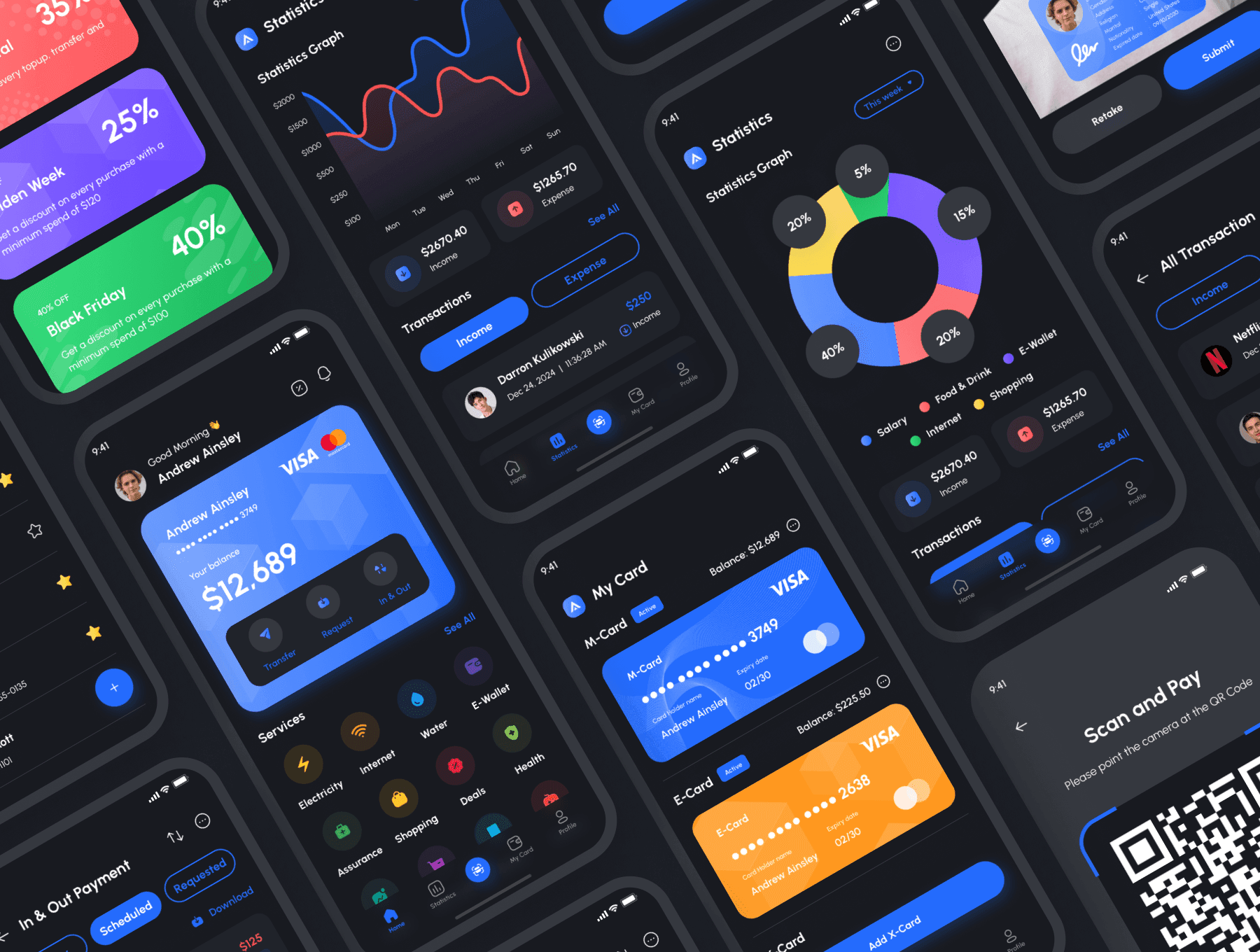 DesignX portfolio — Finance Mobile App Dark Theme