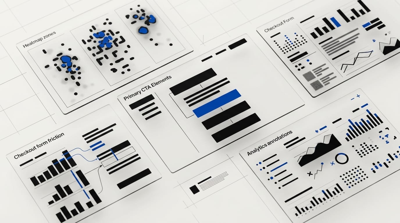 UX conversion audit interface with heatmap and form friction