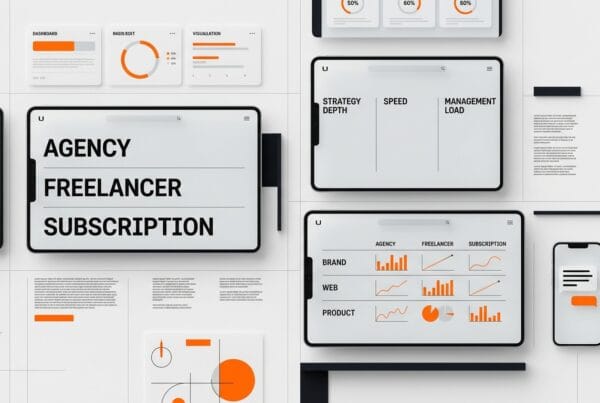 Design agency vs freelancer vs subscription comparison for branding web and product design