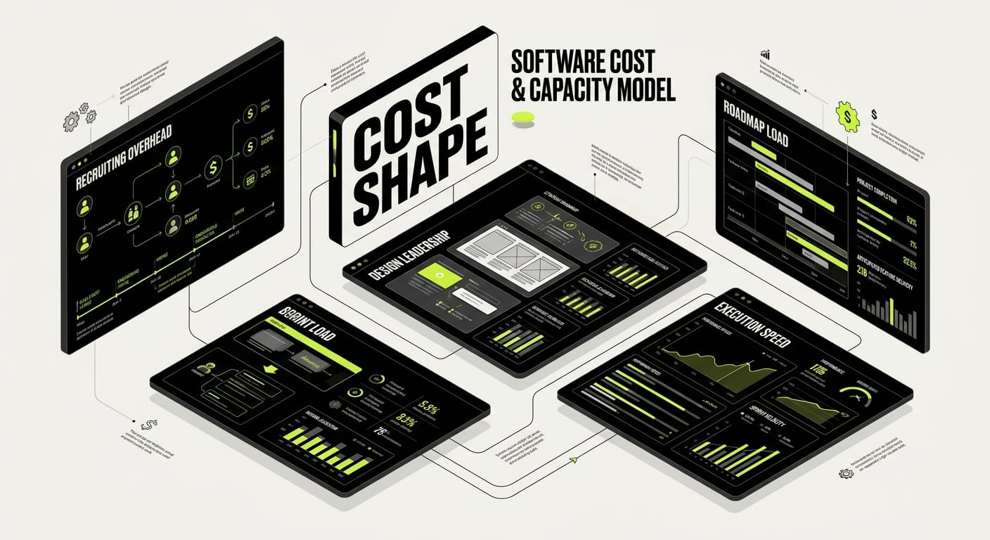 Enterprise design partner vs in house team cost model showing recruiting overhead design leadership and execution speed