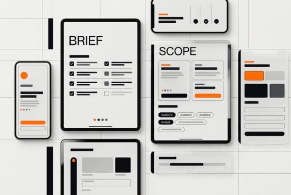 Design brief template for clients shown as checklist scope audience budget and timeline interface