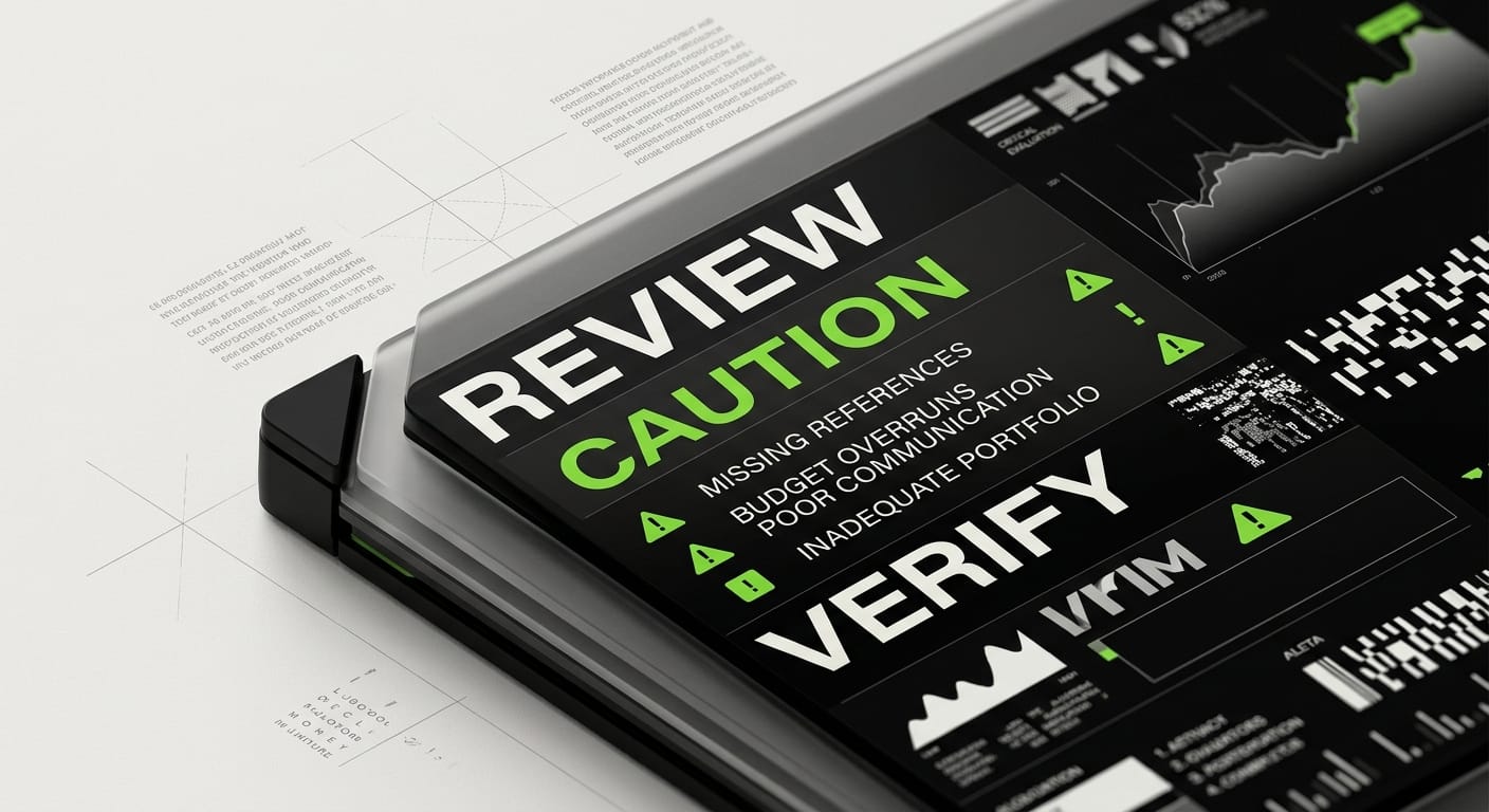 Warning indicators for design agency selection checklist