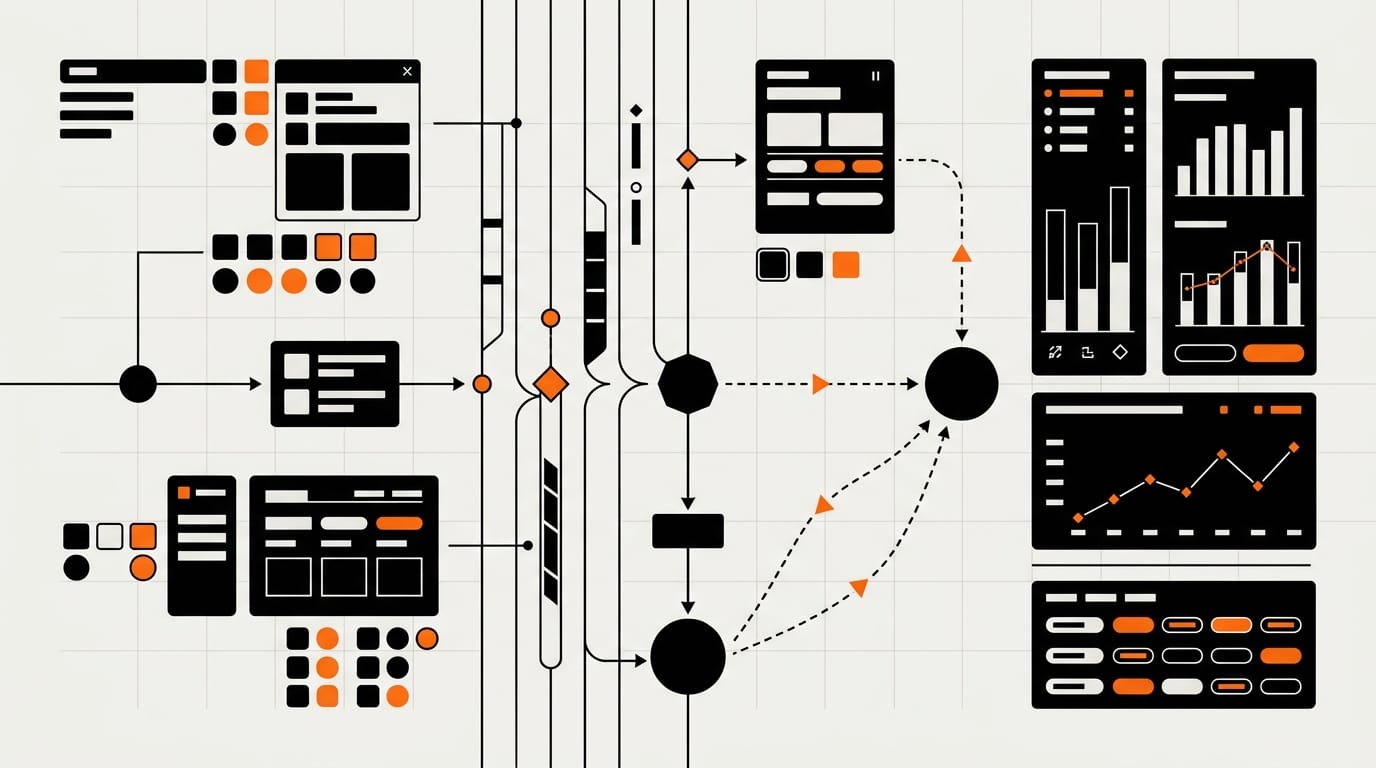 Design system governance enterprise hero image with abstract component governance model