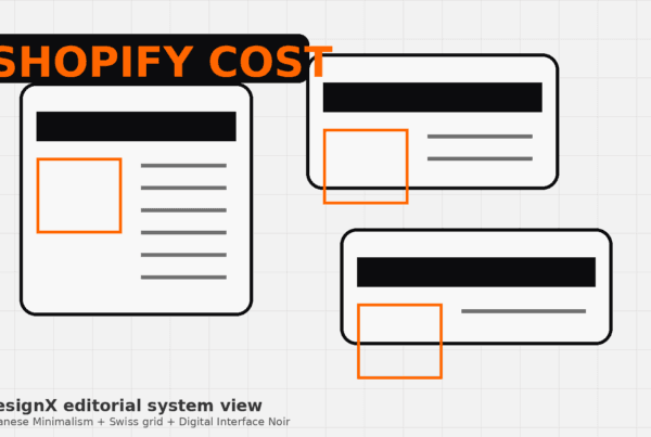 how much does a Shopify redesign cost hero shown as a premium DesignX editorial interface