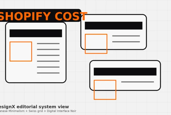 how much does a Shopify redesign cost hero shown as a premium DesignX editorial interface