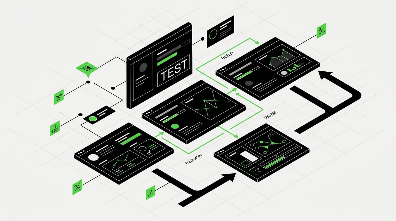 Product design sprint process prototype screens prepared for customer testing