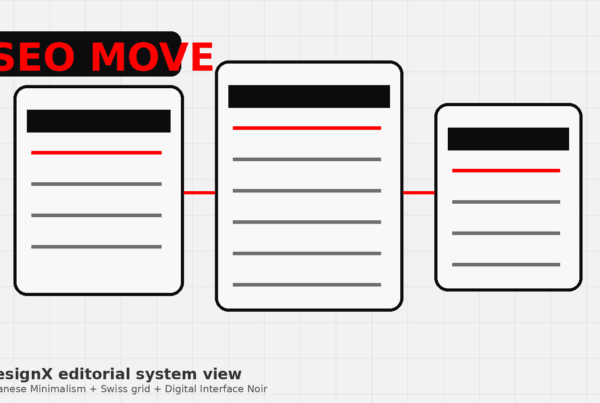 redesign website without hurting SEO hero shown as a premium DesignX editorial interface