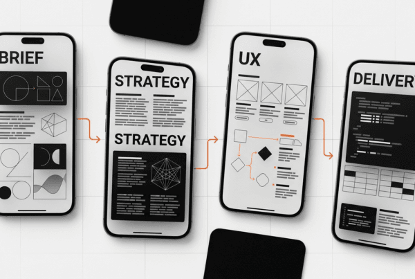 Senior product designer agency workflow from brief through strategy, UX, and delivery