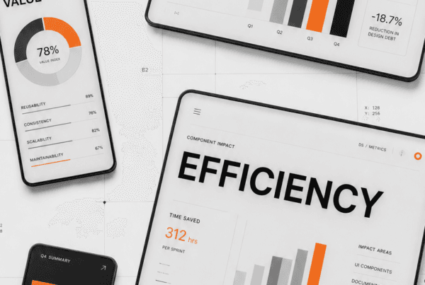Design system ROI dashboard tracking efficiency, reuse, and delivery value for B2B SaaS teams