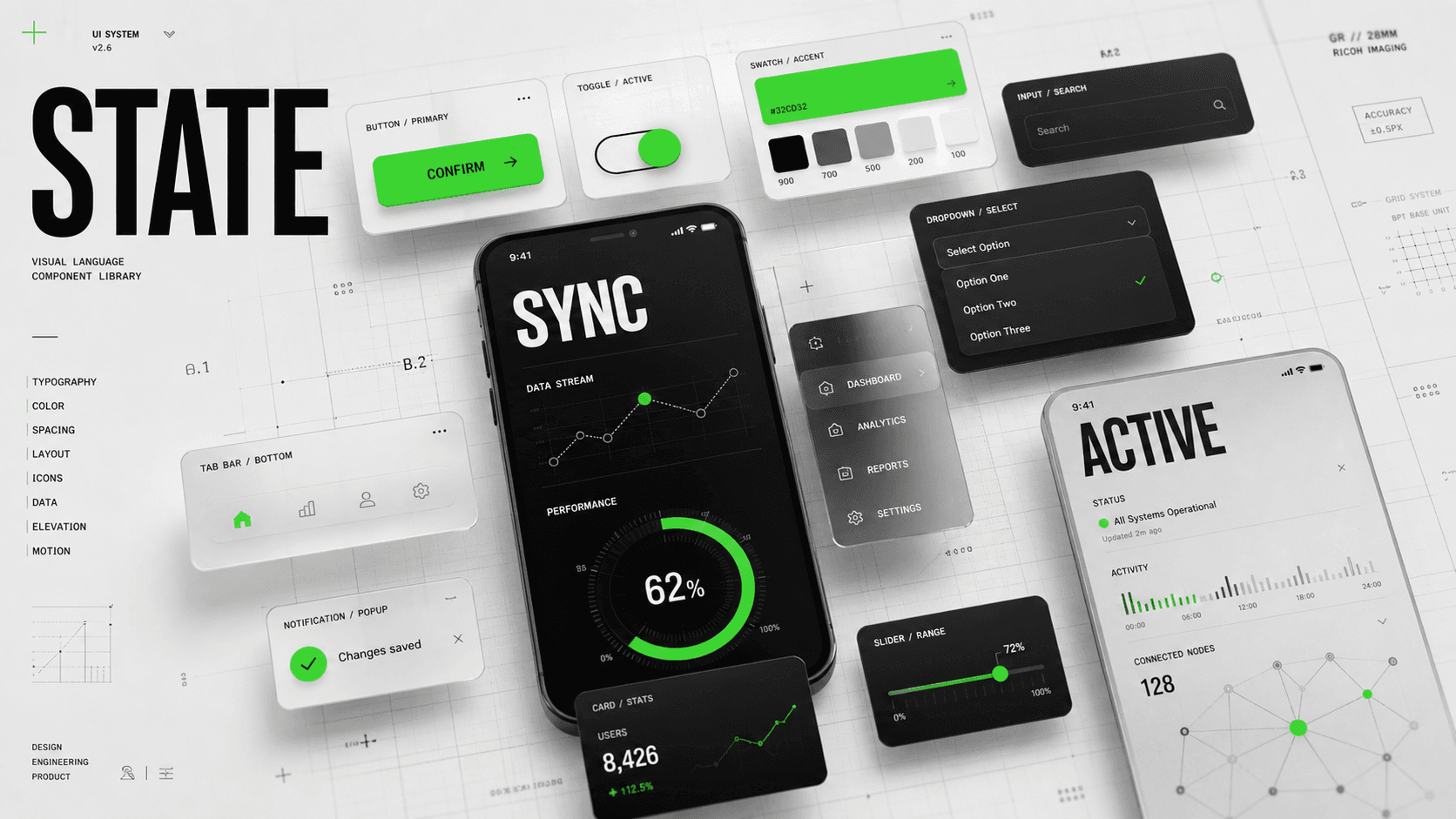 Mobile interface states and components used to assess app design partners