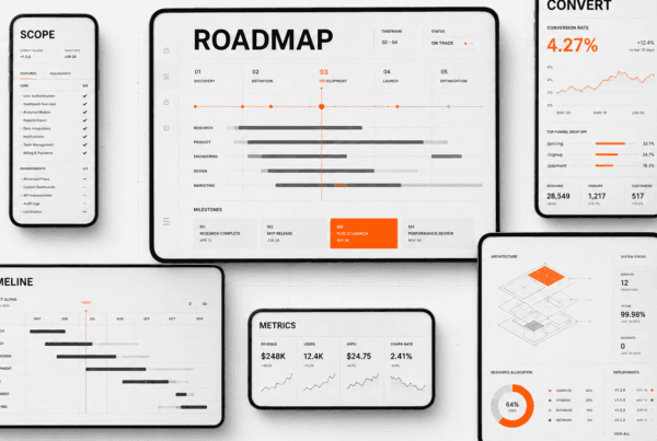 Boise web design agency selection system with website roadmap and buyer journey screens