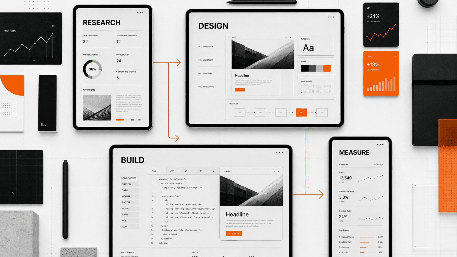 Landing page design agency workflow from research through design, build, and measurement