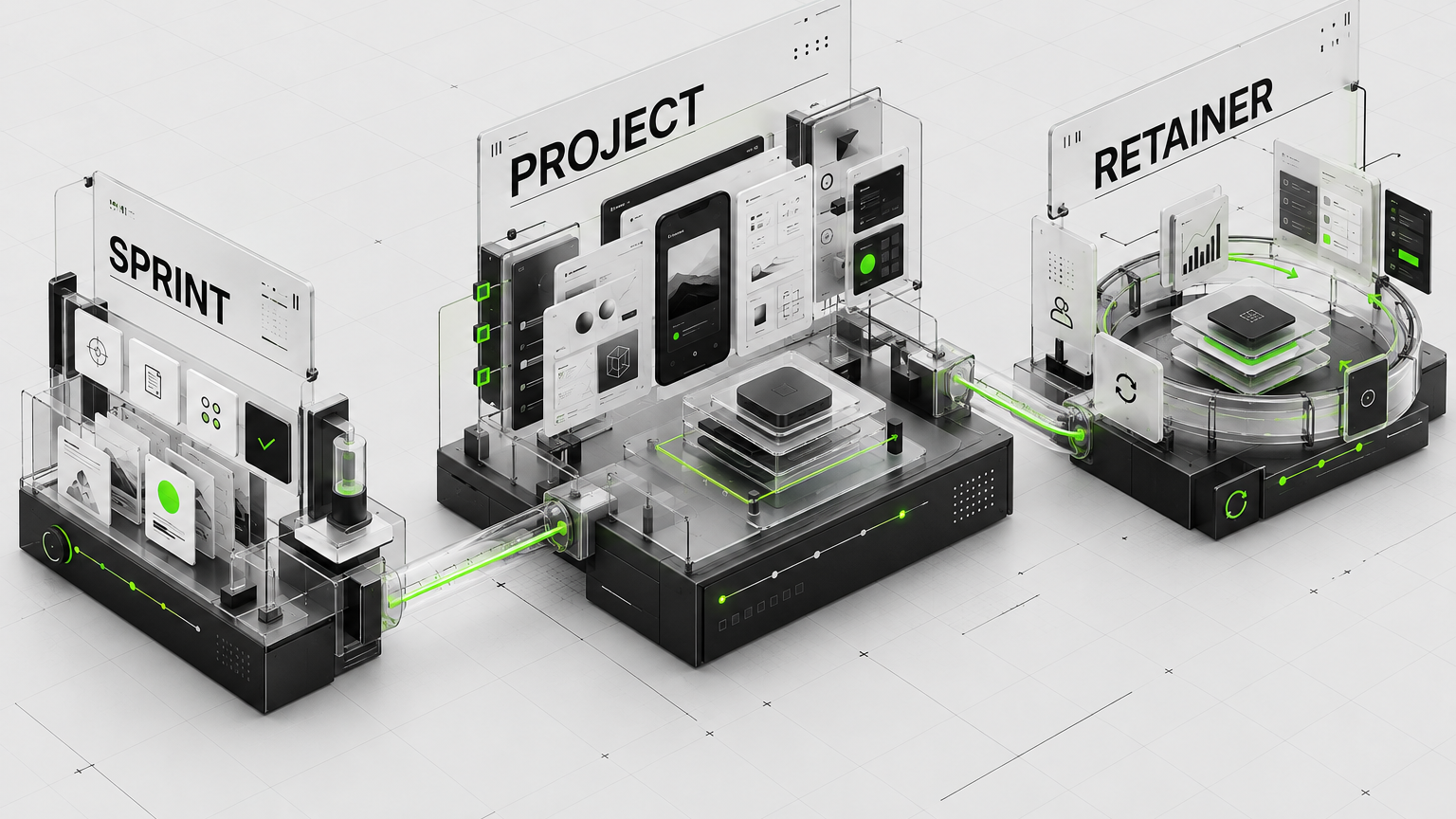 Sprint project and retainer options for startup product design support
